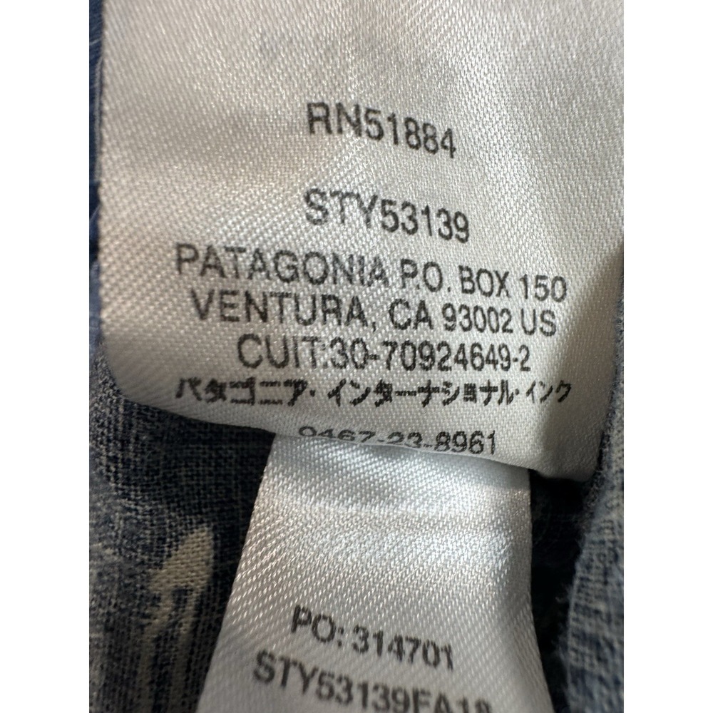 Patagonia Shirt Mens XXL Blue Back Step Camp Hiking Hemp Organic Cotton Outdoor - Picture 7 of 9